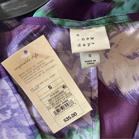 NWT 2 For 1 A New Day High Low Ruched Sleeve Dress 1 Polkadot & 1 Purple Flower - Picture 8 of 15